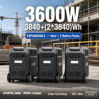 Estación de Energía Portátil para Camping N066 3840Wh, 3600W AC, Batería Expandible, USB C, Luz LED de 100W para Exteriores