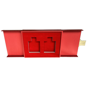 ROGOOD Coffret cosmétique de luxe en cuir rouge texturé à double porte avec fermeture magnétique et plaque logo personnalisée pour emballage cadeau P2152 - Product Image 6