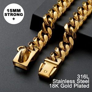 Collana a Catena Cubana Robusta in Acciaio Inossidabile PVD Oro, Anti-rottura, con Ciondolo Personalizzato a Forma di Osso - Product Image 5