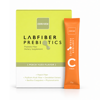 Bâtonnets de poudre de fibres prébiotiques à marque privée avec Psyllium Husk, Fibre de pêche, Bacillus Coagulans – Complément quotidien de fibres OEM ODM