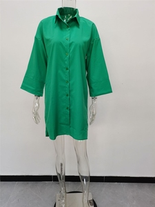 Vestido Blusa Feminina Plus Size <span class=keywords><strong>5XL</strong></span> com Botões, Solto e Oversized, Estilo Clássico Casual - Product Image 4