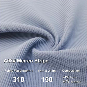 Tissu côtelé en nylon et élasthanne style Lulu, 310 GSM, 150 cm, haute extensibilité, anti-humidité, à rayures esthétiques, pour vêtements de yoga et de sport - Product Image 1