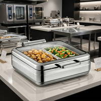 Nouvel ensemble de réchauds de table design 6L grande capacité en acier inoxydable 304 avec support inférieur en acier inoxydable en option pour restaurant
