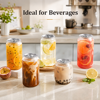 Bouteille transparente en PET de 400 ml et 500 ml pour boissons gazeuses, avec impression de logo personnalisée, et couvercle facile à ouvrir pour les salons de thé à bulles