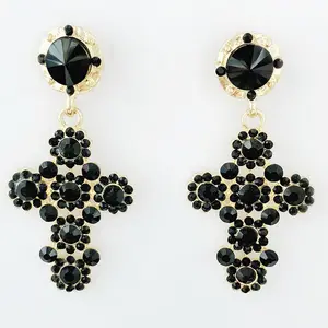 Fashion crystal big cross earrings For Women Wholesale N99209