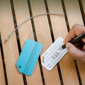 Étiquette de bagage en métal aluminium gravée au laser avec logo personnalisé, étiquette de bagage de voyage avec logo imprimé personnalisé et boucle en fil métallique - Product Image 5