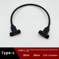 Câble d'extension de données USB 3.1 Type-C Femelle-Femelle avec trous de fixation pour téléphones portables et ordinateurs portables, transfert de données rapide