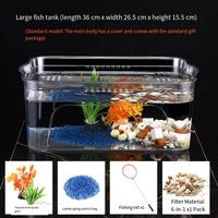 Fournisseur OEM : Ensemble d'aquarium tout-en-un en plastique durable et recyclable, pour la vente en gros, matériel pour animaux de compagnie, aquarium de bureau pour débutants