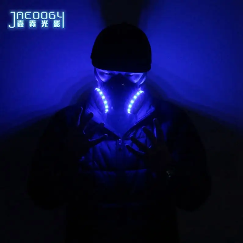 Masker Hacker LED warna-warni, kostum Cosplay Halloween menyala