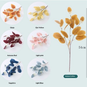 <span class=keywords><strong>Foglie</strong></span> e Frutti di Eucalipto Artificiale Colore Morandi con Ramo d'Ulivo, Stelo a 3 Rami per Decorazioni Nuziali e Interne - Product Image 4