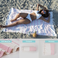 100% Cotton Turkish Beach Towels Ultra Soft Strip Beach Towel Custom Quick Dry Cotton Towel With Tassels
