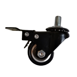 Kleines drehbares Rollenwerk leichtlast 1,5 Zoll PVC PU M10 gewindetes <span class=keywords><strong>M8</strong></span> Schraubenmöbel-Rad mit Gesamtbremse - Product Image 2