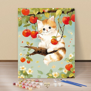 Peinture acrylique par numéro paysage <span class=keywords><strong>de</strong></span> jardin dessin sur toile chaton bricolage photos par numéros pour adultes Kits Art cadeau décor à la maison - Product Image 1
