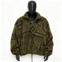 Veste réversible coupe-vent à capuche en polaire sherpa moelleuse en laine à col rabattu avec logo brodé personnalisé OEM pour hommes