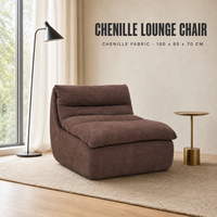 Canapé chaise longue moderne sans structure, une place, design carré, dossier coussin, sans accoudoirs, tissu Sherpa, expédié compressé sous vide