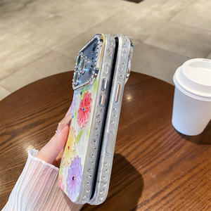 Coque de téléphone portable à paillettes laser motif floral pour iPhone 17 Air 16 15 14 Pro Max, étui antichoc en PC et TPU avec diamants brillants et protection de l'appareil photo - Product Image 5