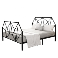 Nouveau design de lit superposé double en fer mental noir, avec cadre en bois et coffre