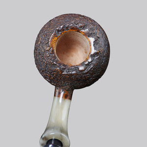 Muxiang Handmade Briarwood Pipe Dark Sandblasted Horn Cumberland Free Type Tobacco Pipe For Men - Product Image 3