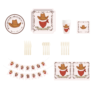 Vajilla de Cumpleaños Vaquero del Oeste DAMAI, Incluye Platos, Servilletas y Vasos, Vajilla de Cumpleaños Vaquero Rodeo para Fiesta del Oeste Salvaje - Product Image 2