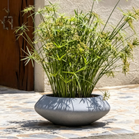 Jardinière élégante en fibre-ciment extra-large, légère et durable, pour plantes d'intérieur/extérieur, pot de fleurs blanc avec trou de drainage pour plantes au sol