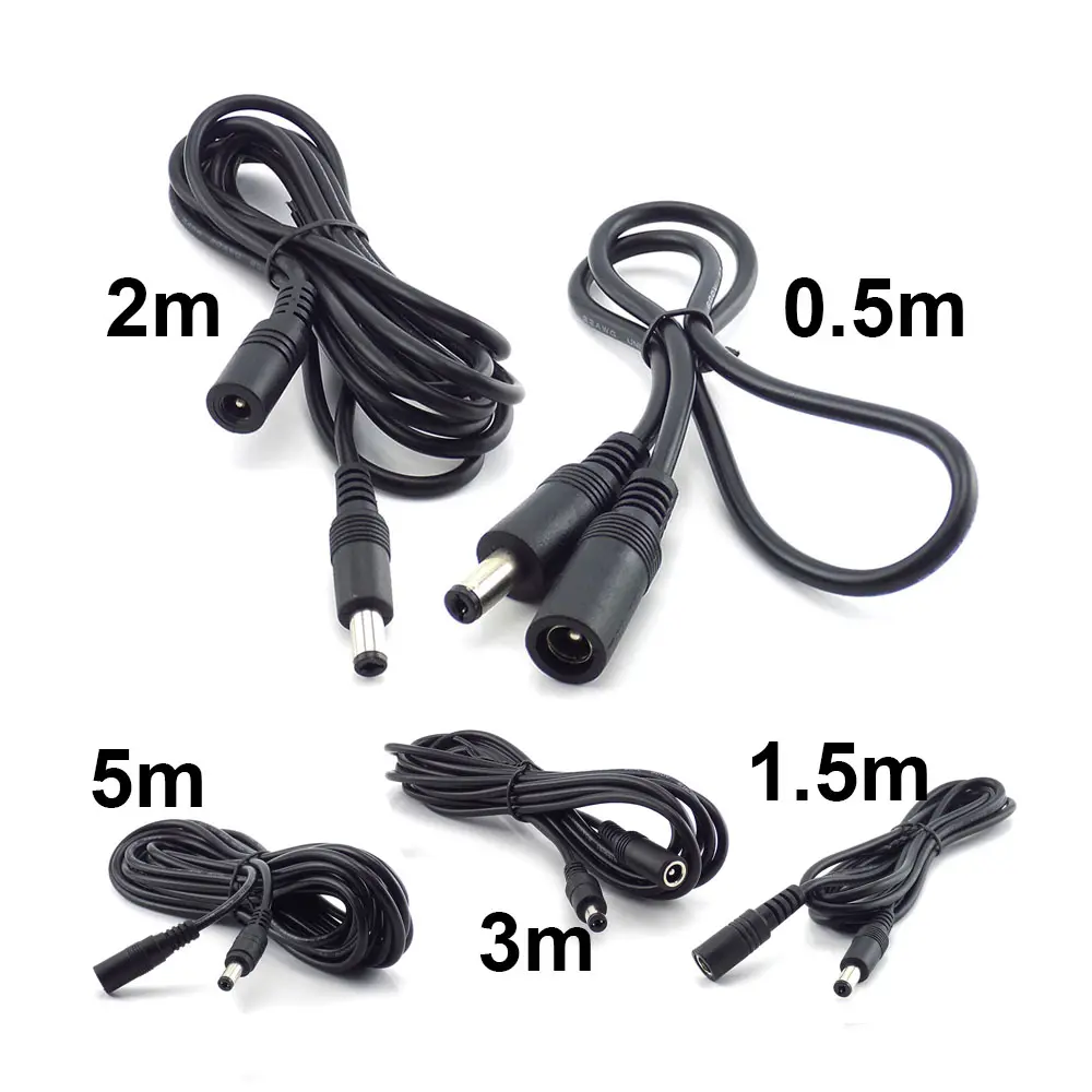 12V DC Power Supply Cable Extension Cord Female to Male Plug 5.5mmx2.1mm Adapter For CCTV Camera lED Light Strip