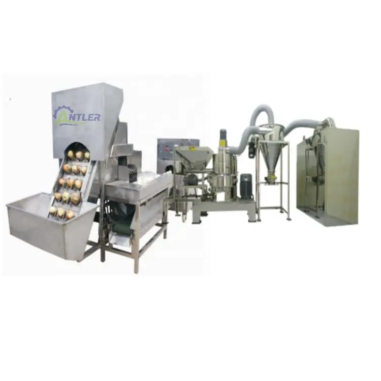 Commercial red onion powder processing machine /onion peeling slicing cutting machine