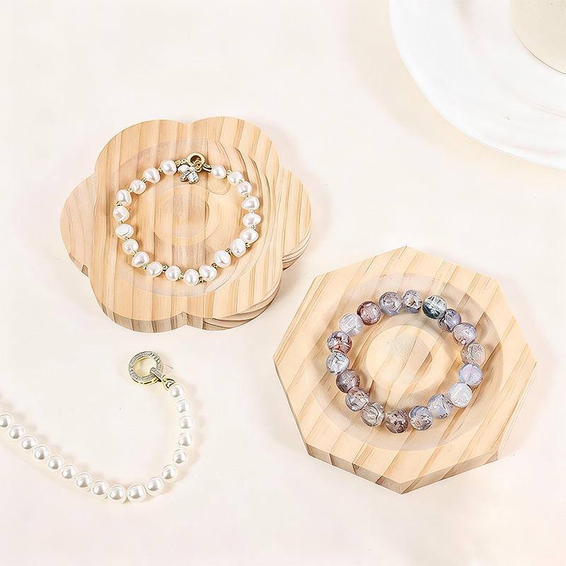 Plato de madera para pulseras - octágono floral