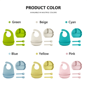 어린이 만화 디자인 실리콘 식기 세트 곰 모양 무독성 BPA 무료 식기 세척기 안전한 먹이 그릇 접시 포크 다이닝 - Product Image 6