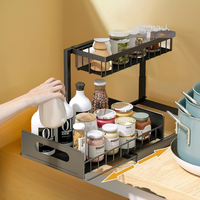 Armoire d'organisateur d'évier de cuisine en métal de vente chaude avec des supports de stockage efficaces sous l'évier