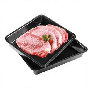 Barquette en plastique noir jetable pour la présentation <span class=keywords><strong>de</strong></span> viande fraîche en supermarché, pour congélateur - Product Image 1