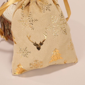 Bolsa de embalaje de almacenamiento de franela con estampado de árbol de Navidad reciclable Yiwu con bolsillo de paquete para envolver regalos de vacaciones - Product Image 2
