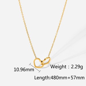 Collar con colgante de acero inoxidable de nuevo amor a la moda, diseñ<span class=keywords><strong>o</strong></span> de doble amor, collar de joyería impermeable recubierto de Pvd de 18K - Product Image 6