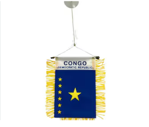 Drapeau du Sénégal à suspendre, mini drapeau de voiture pour la Coupe du Monde de Football, bannière pour rétroviseur avec ventouse, à franges dorées, double face, 10*15cm - Product Image 6