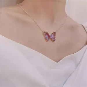Butterfly Necklaces Diamond Butterfly Necklace Hot Sale Stainless Steel For Women Jeweler Manufacturer Rose Gold Color Wedding