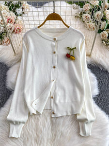 Cárdigan <span class=keywords><strong>de</strong></span> punto con cuello redondo y diseño tridimensional <span class=keywords><strong>de</strong></span> calabaza, para mujer, <span class=keywords><strong>de</strong></span> lujo, para otoño/invierno, con botones metálicos, corte holgado y ajustado. - Product Image 3