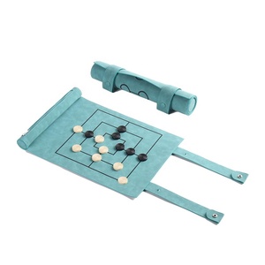 Nouveauté 2 en 1 Nine Men's Morris Jeu <span class=keywords><strong>de</strong></span> société personnalisé pour enfants Portable PU Leather Chess Roll - Product Image 1