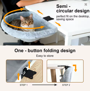 Cama de Escritorio Semicircular para Gatos, Plegable con un Clic, Hamaca para Gatos, Ahorra Espacio - Product Image 3