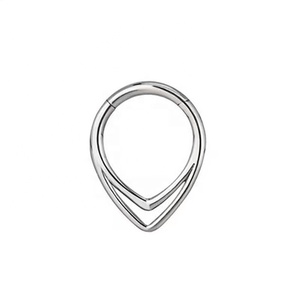 Vĩnh Cửu ASTM F136 Titanium vách ngăn Hoop mũi Nhẫn 16G phụ nữ người đàn ông đồ trang sức Teardrop hình dạng phân khúc bản lề Clicker daith xuyên - Product Image 1