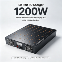 Nouvelle station de charge USB-C de type C 2026, 60 ports, PD 45W, 1200W, en aluminium, pour salle de classe