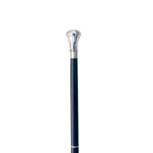 Bastón plegable de madera de 34 pulgadas, bastón negro con acabado de níquel, perilla de bola, mango de agarre, WS1893 - Product Image 1