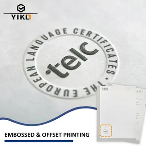 Certificado de papel em branco de segurança com logotipo personalizado em relevo, impressão em ambos os lados com marca d'água para cartela offset comercial