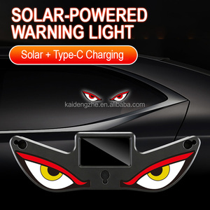 Lampe d'ambiance solaire LED œil de démon, USB-C Plug and Play, sans fil, lampe de signalisation de recul œil d'aigle, multi-mode, tricolore, utilisation automobile - Product Image 4
