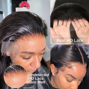 Peluca de Cabello Brasileño con Frente de Encaje <span class=keywords><strong>13</strong></span>*4, Ondas Profundas, Hecha a Mano, 200% HD, Estilo Europeo y Americano - Product Image 4