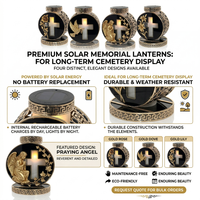 Lanterne solaire LED pour cimetière, bougie funéraire, lumière commémorative avec croix chrétienne et ange, résistante aux intempéries pour les tombes et les cimetières