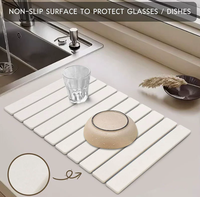 Tapis de séchage pliable en terre de diatomée, absorbant et antidérapant, pour comptoir de cuisine et vaisselle