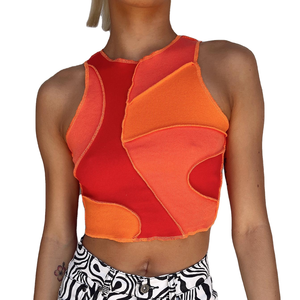 Summer crop top fashion slim t-shirt senza maniche color mat - Product Image 1