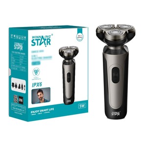 Winning Star เครื่องโกนหนวดไฟฟ้าสำหรับผู้ชาย, เครื่องเล็มหนวดเคราแบบชาร์จไฟได้กันน้ำ IPX6 5W - Product Image 1