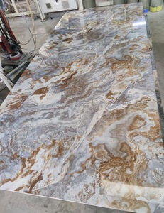 Panneau avec revêtement UV et motif onyx de luxe, remplacement économique pour <span class=keywords><strong>pierre</strong></span> précieuse, construction durable - Product Image 2