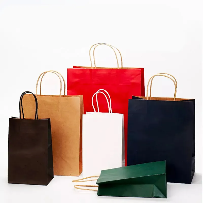China Hersteller Custom Printing Günstige Shopping Carry Verpackung Recycled Brown Kraft Paper Bags