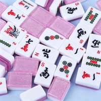 Ensemble de Mahjong Américain Premium Portable Doré Scintillant en Acrylique et Résine Double Couche pour 4 Joueurs – Idéal pour les Soirées Familiales Décontractées